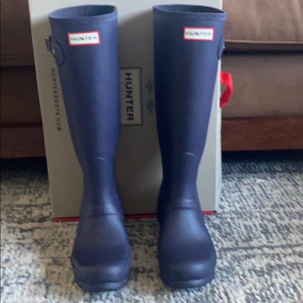 Purple Tall hunter boots gently worn - box included